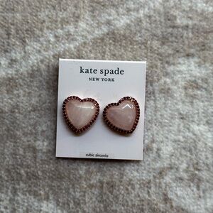 Kate Spade Heart Of Hearts Pink Quartz Rose Gold Statement Earrings NWT